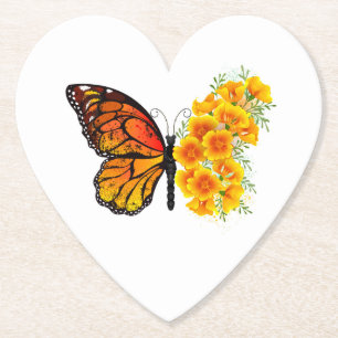 Schmetterling mit gelbem Kalifornischen Mohn Untersetzer