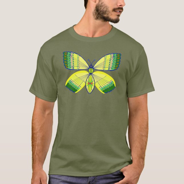 Schmetterling mit geometrischem Strassendesign T-Shirt (Vorderseite)