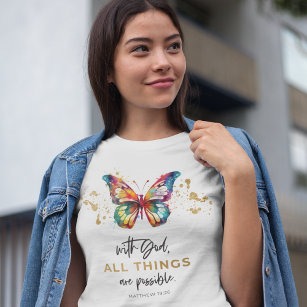 Schmetterling mit Gott alles ist möglich T-Shirt
