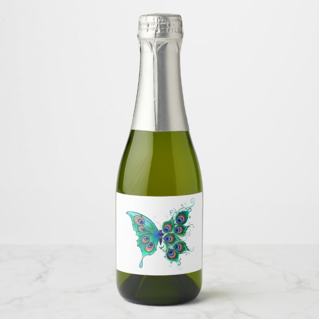 Schmetterling mit grünen Pfauenfedern (Vorderseite)