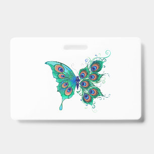Schmetterling mit grünen Pfauenfedern Ausweis