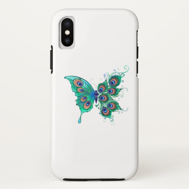 Schmetterling mit grünen Pfauenfedern Case-Mate iPhone Hülle (Rückseite)
