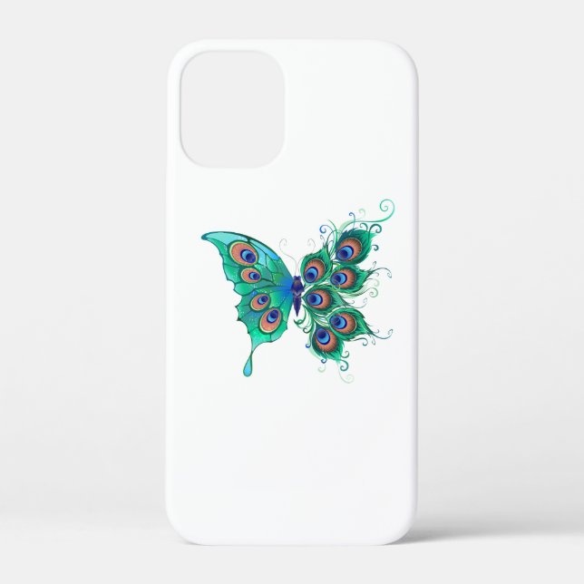 Schmetterling mit grünen Pfauenfedern Case-Mate iPhone Hülle (Rückseite)