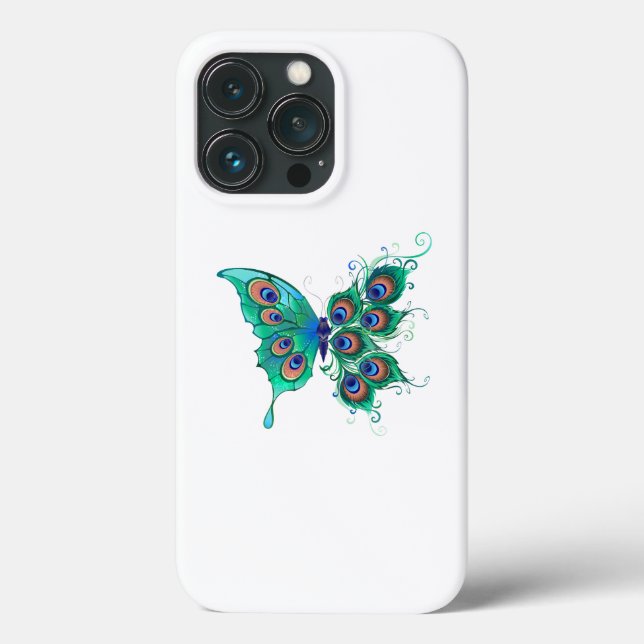Schmetterling mit grünen Pfauenfedern Case-Mate iPhone Hülle (Rückseite)