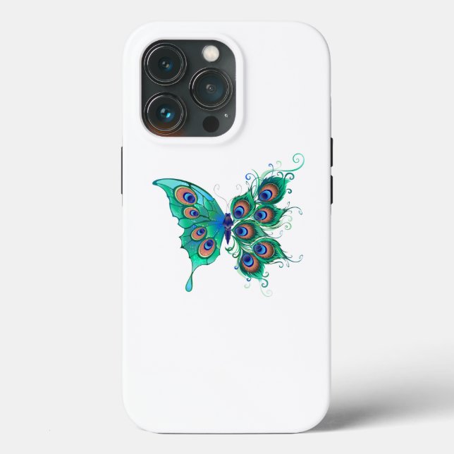 Schmetterling mit grünen Pfauenfedern Case-Mate iPhone Hülle (Rückseite)