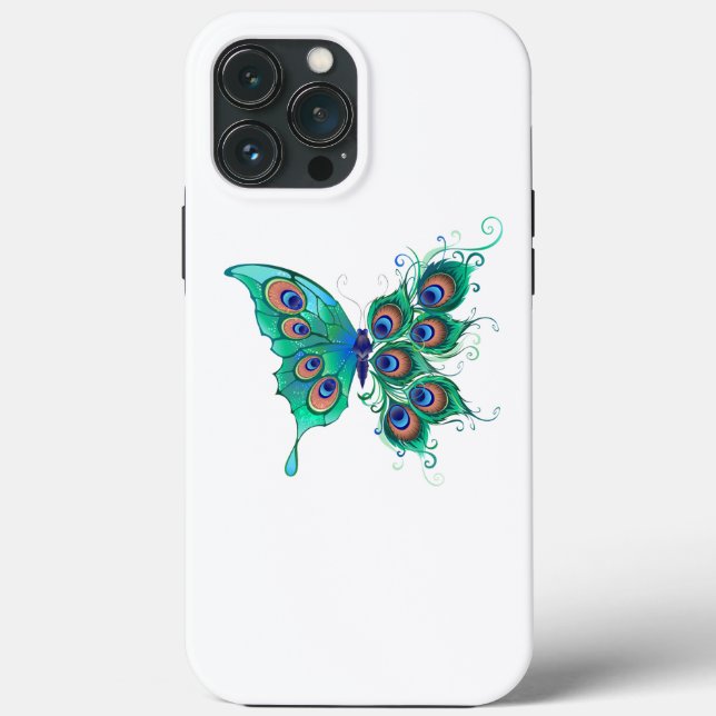 Schmetterling mit grünen Pfauenfedern Case-Mate iPhone Hülle (Rückseite)