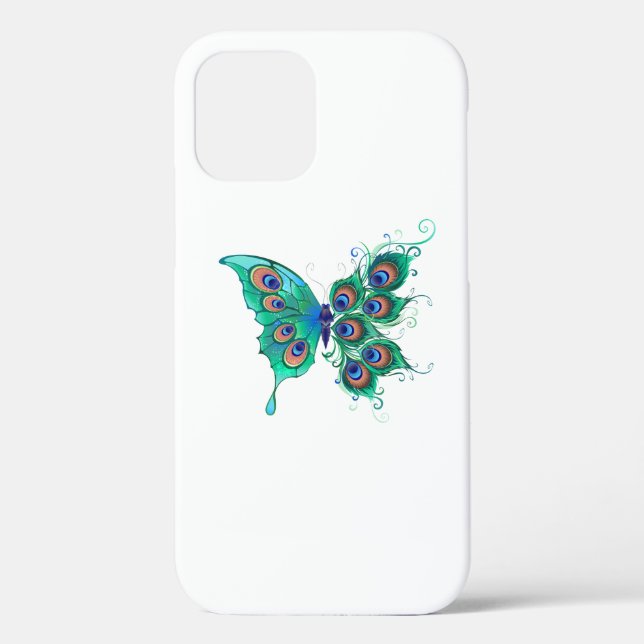 Schmetterling mit grünen Pfauenfedern Case-Mate iPhone Hülle (Rückseite)