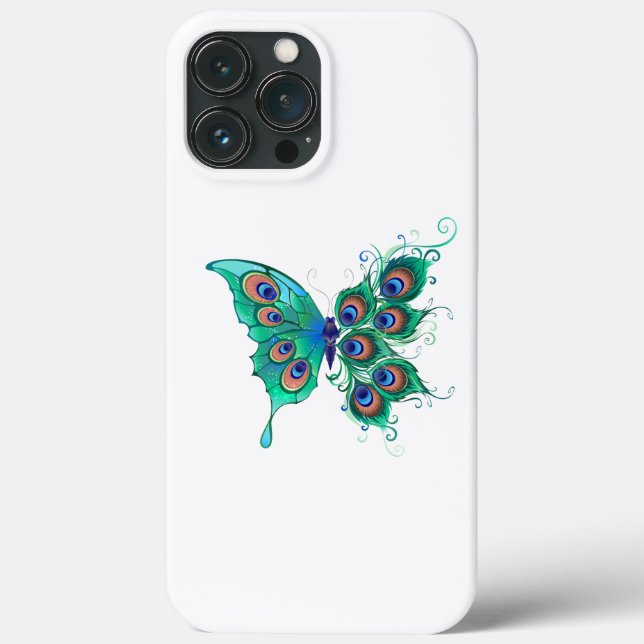 Schmetterling mit grünen Pfauenfedern Case-Mate iPhone Hülle (Rückseite)