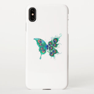 Schmetterling mit grünen Pfauenfedern iPhone Hülle