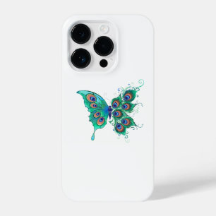 Schmetterling mit grünen Pfauenfedern iPhone 14 Pro Hülle