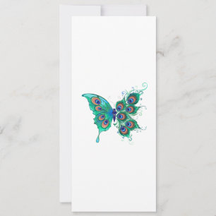 Schmetterling mit grünen Pfauenfedern Save The Date