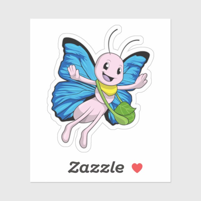 Schmetterling mit Handtasche Aufkleber (Blatt)