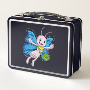 Schmetterling mit Handtasche Metall Brotdose