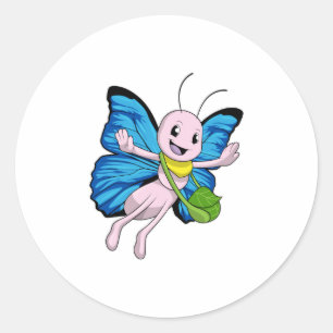 Schmetterling mit Handtasche Runder Aufkleber