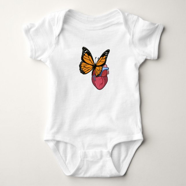 Schmetterling mit Herz Baby Strampler (Vorderseite)