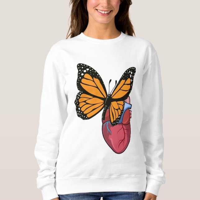 Schmetterling mit Herz Sweatshirt (Vorderseite)