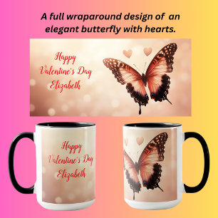 Schmetterling mit Herzen zum Valentinstag Tasse