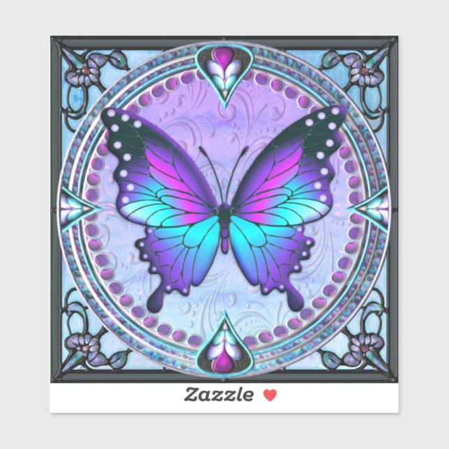 Schmetterling mit Hintergrund Aufkleber (Blatt)