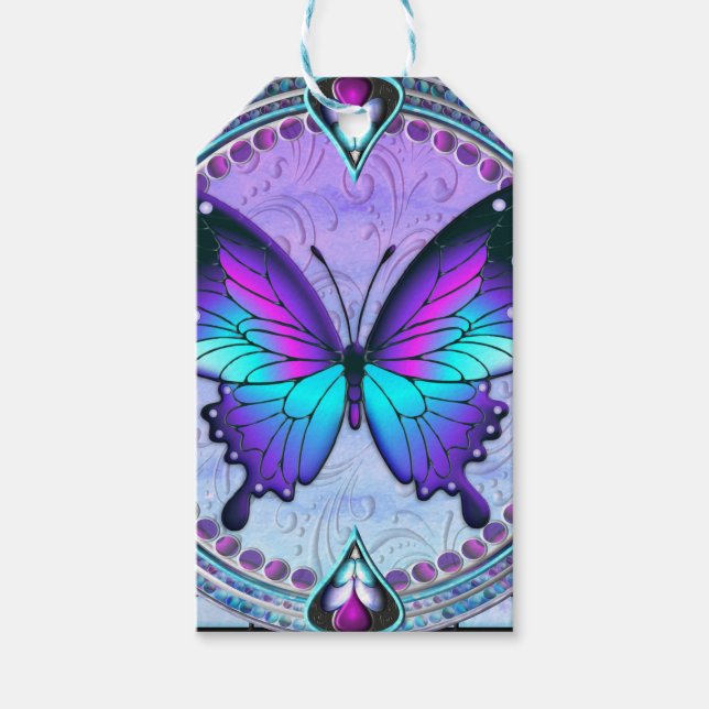 Schmetterling mit Hintergrund Geschenkanhänger (Vorderseite)