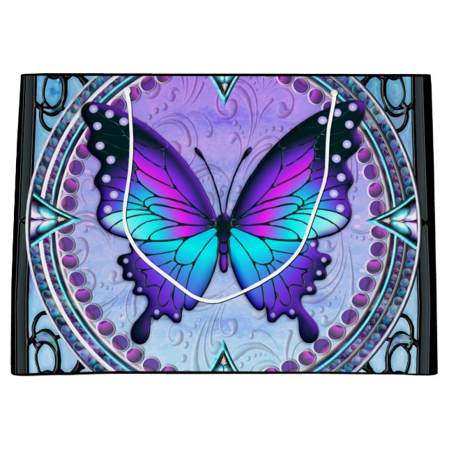 Schmetterling mit Hintergrund Große Geschenktüte (Vorderseite)
