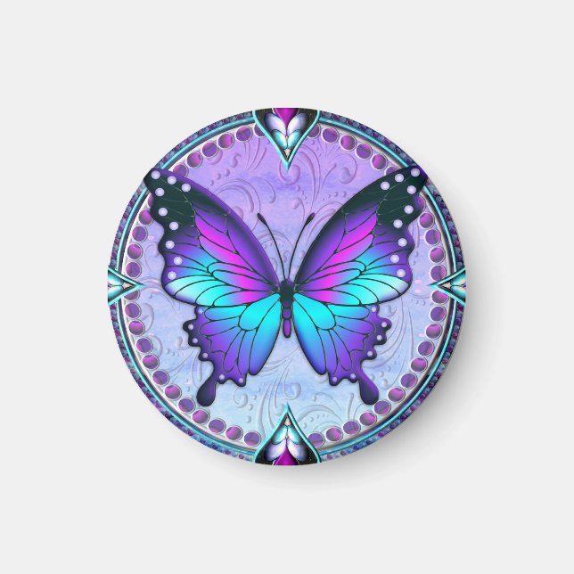 Schmetterling mit Hintergrund Magnet (Vorne)