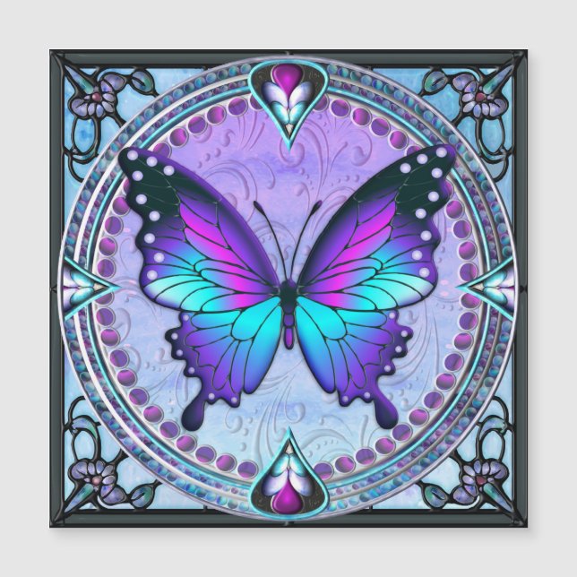 Schmetterling mit Hintergrund Magnetkarte (Vorderseite)