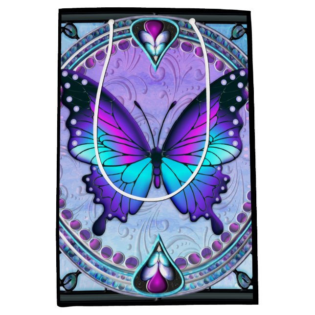 Schmetterling mit Hintergrund Mittlere Geschenktüte (Vorderseite)