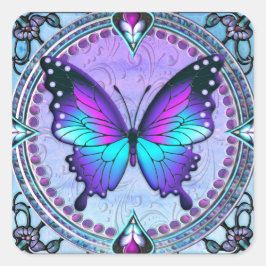 Schmetterling mit Hintergrund Quadratischer Aufkleber