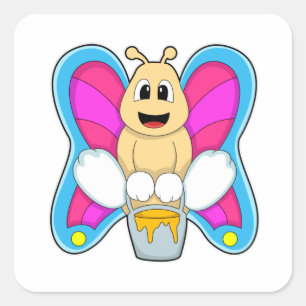 Schmetterling mit Honig Quadratischer Aufkleber