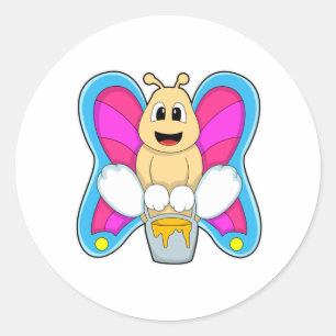 Schmetterling mit Honig Runder Aufkleber