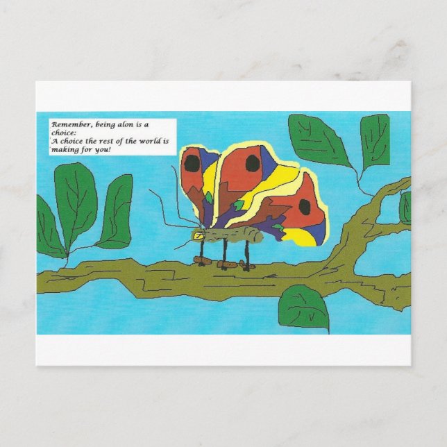 Schmetterling mit humerlichen Kommentaren zu Bezie Postkarte (Vorderseite)