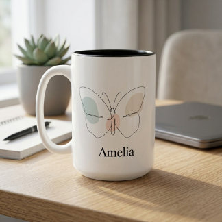 Schmetterling mit individuellem Namen Zweifarbige Tasse
