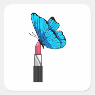 Schmetterling mit Lipstick Quadratischer Aufkleber