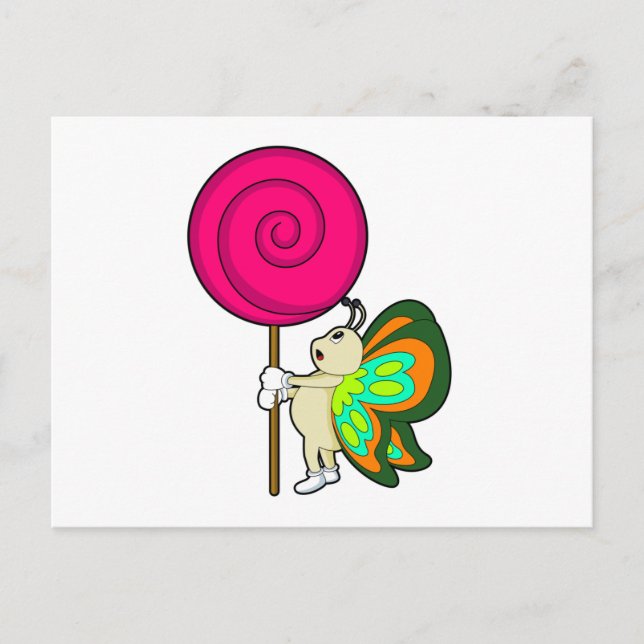 Schmetterling mit Lollipop Postkarte (Vorderseite)