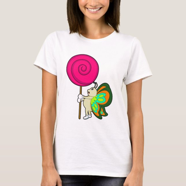 Schmetterling mit Lollipop T-Shirt (Vorderseite)