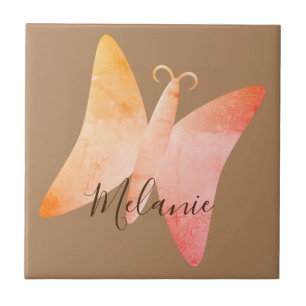 Schmetterling mit Namen Pink Peach Fliese