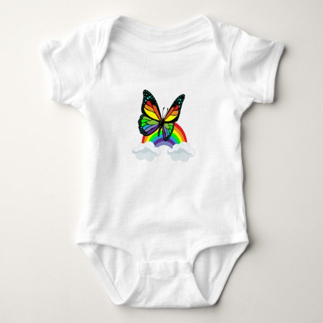 Schmetterling mit Regenbogen Baby Strampler (Vorderseite)