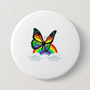 Schmetterling mit Regenbogen Button