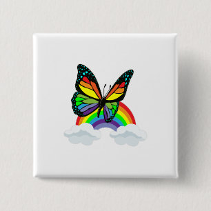 Schmetterling mit Regenbogen Button