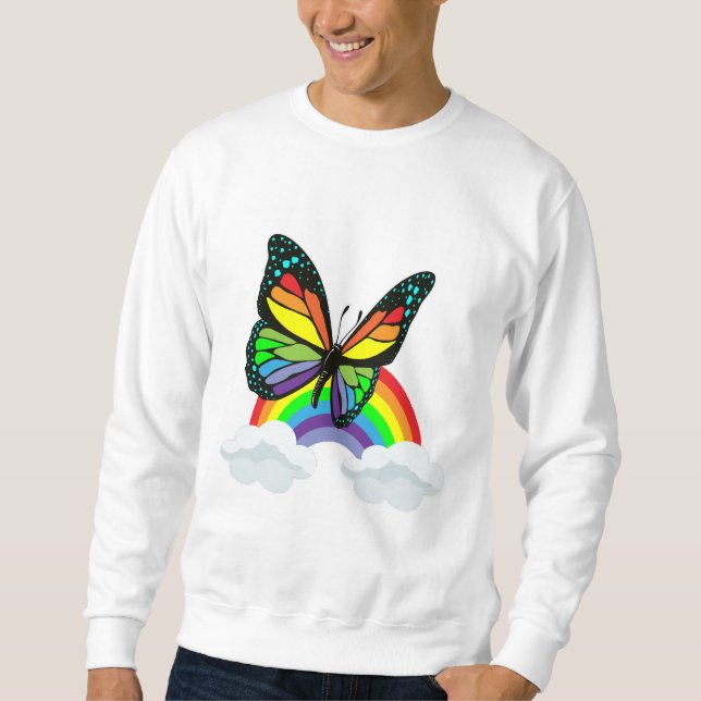 Schmetterling mit Regenbogen Sweatshirt (Vorderseite)
