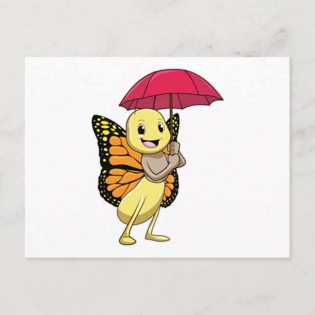 Schmetterling mit Regenschirm Postkarte (Vorderseite)