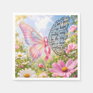 Schmetterling mit rosa Band im Sommergarten Serviette