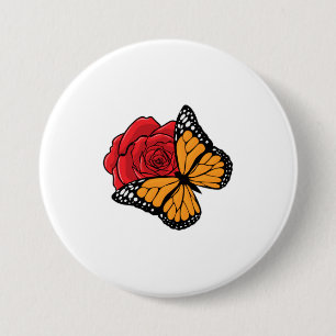 Schmetterling mit Rose Button