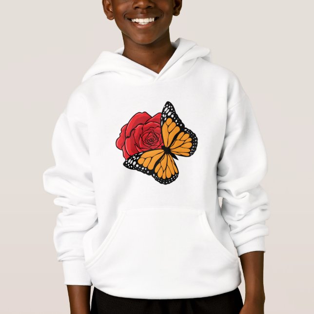 Schmetterling mit Rose Hoodie (Vorderseite)
