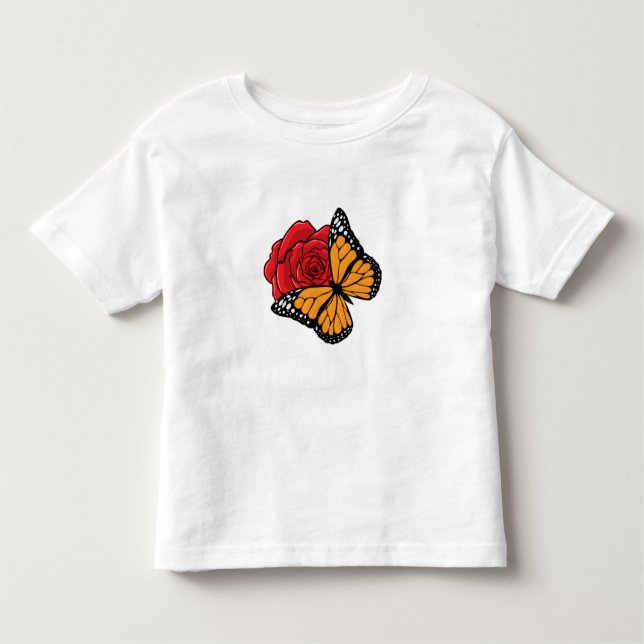 Schmetterling mit Rose Kleinkind T-shirt (Vorderseite)