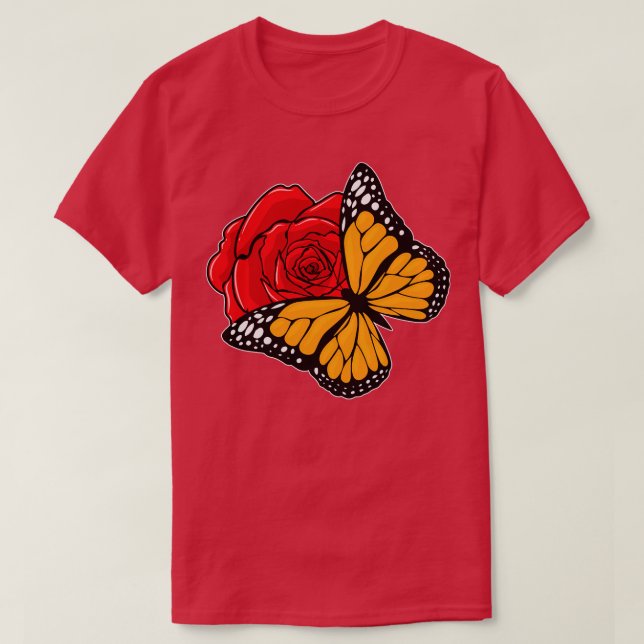 Schmetterling mit Rose T-Shirt (Design vorne)