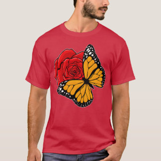 Schmetterling mit Rose T-Shirt
