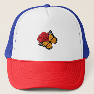 Schmetterling mit Rose Truckerkappe