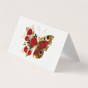 Schmetterling mit roter Blume und rote Rosen