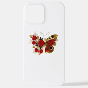 Schmetterling mit roter Blume und rote Rosen iPhone 12 Pro Max Hülle